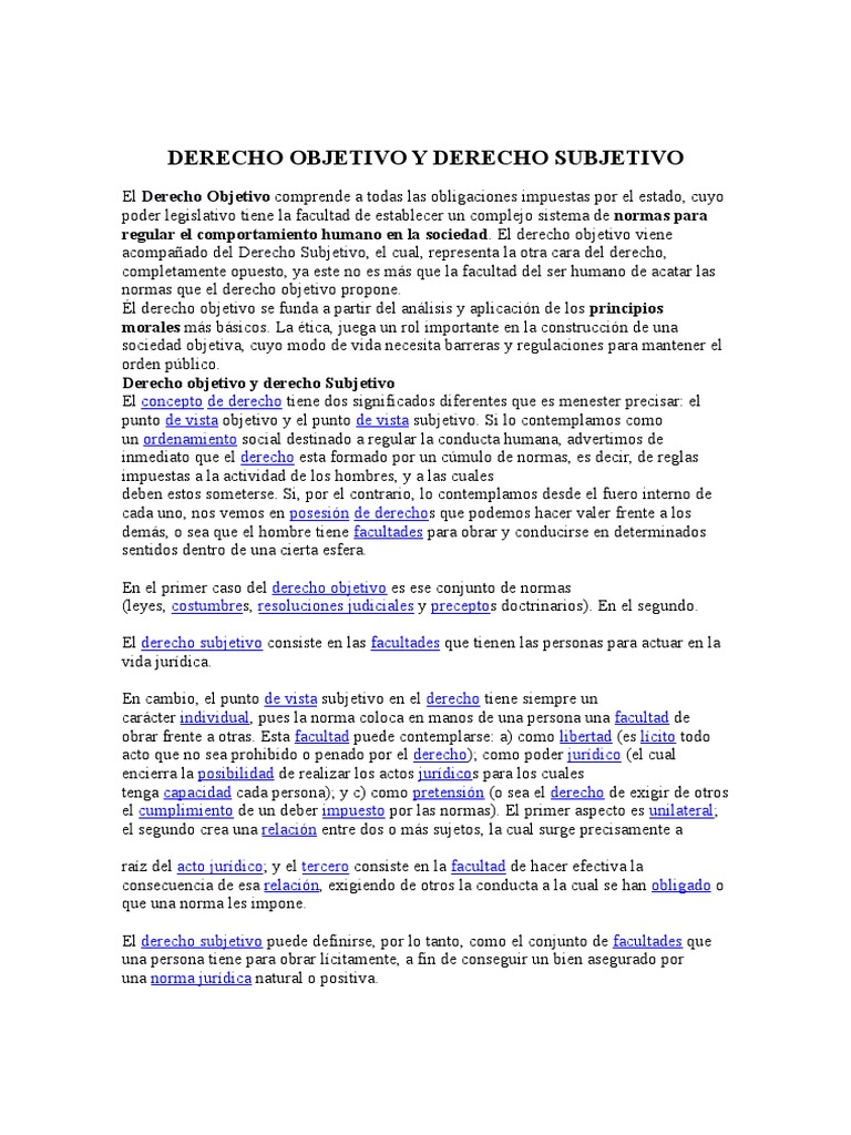 Derecho Objetivo y Derecho Subjetivo Subjetividad