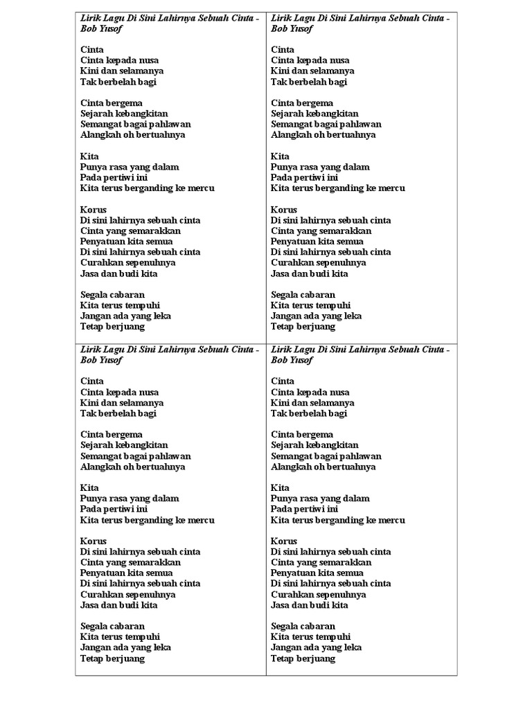 Lirik Lagu Disini Lahirnya Sebuah Cinta - Jikalau kau cinta benar benar