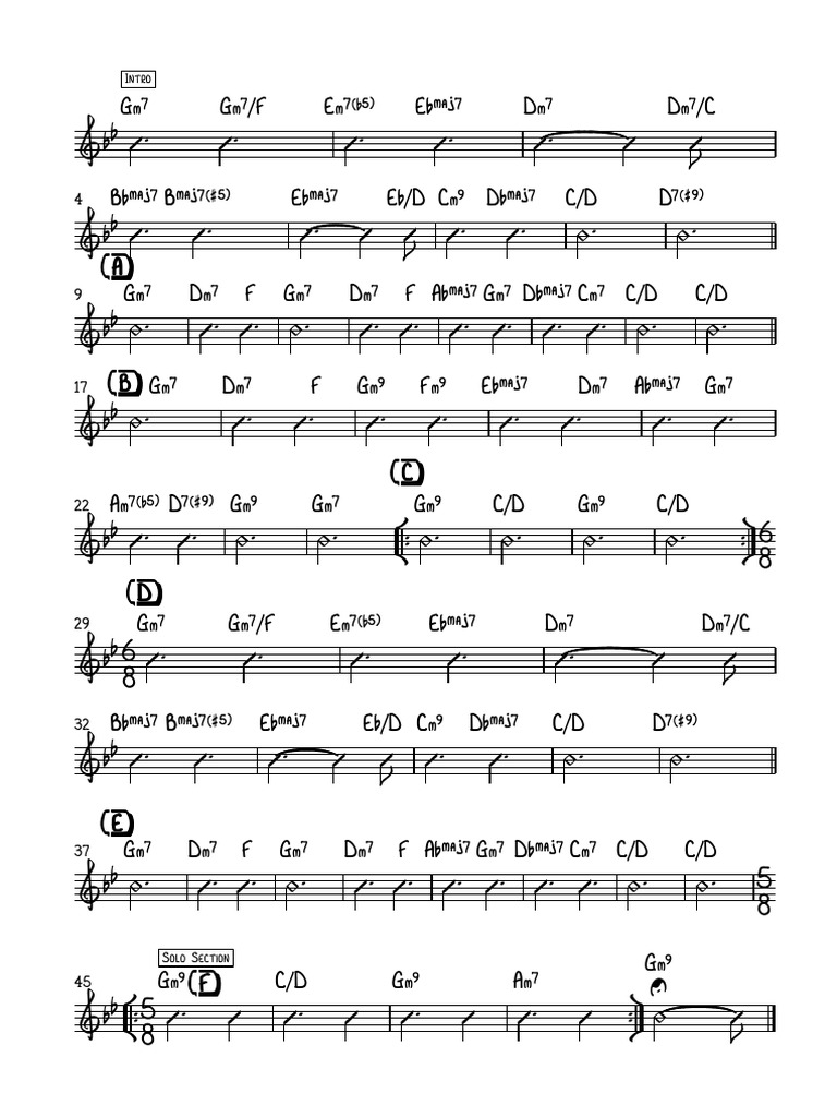 Aint No Sunshine Jazz Reharmonization Lead Sheet | PDF | Elements Of ...