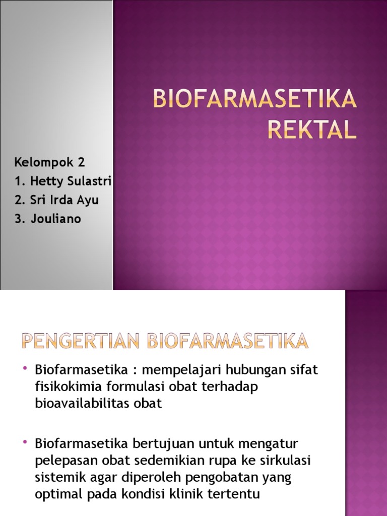 Pemberian Obat Melalui Rektum dan Biofarmasetika | PDF