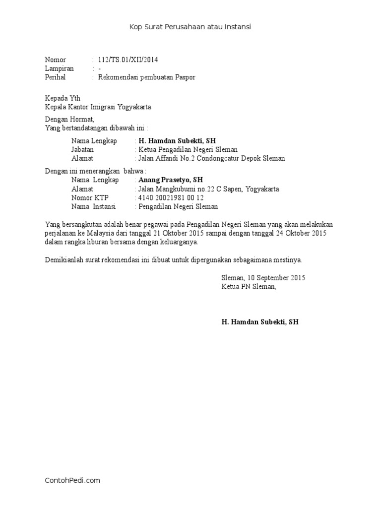 contoh surat penjelasan pasport - Liam Walker