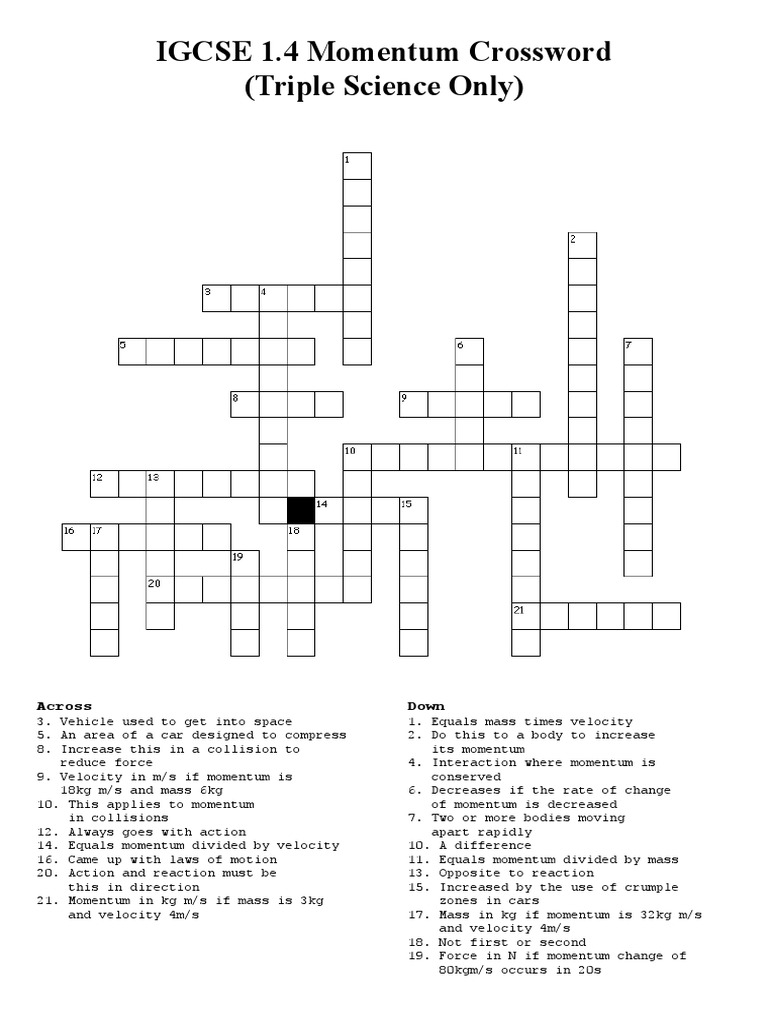 I Gcse 14 Crossword Momentum PDF