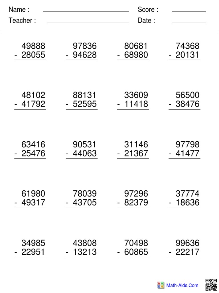 Sub Multi 5digit | PDF