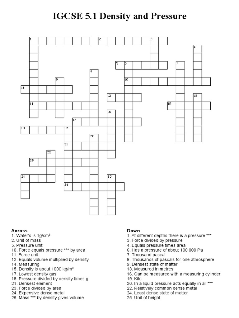 IGCSE51 Crossword Density&Pressure PDF