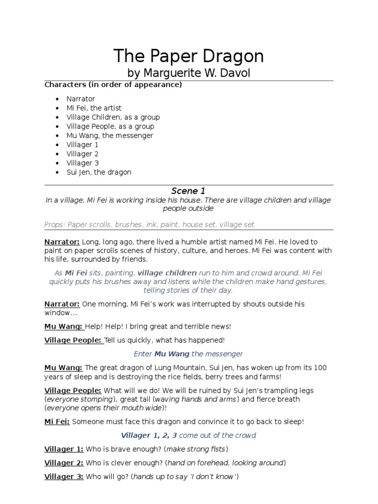 The Paper Dragon - A Play | PDF