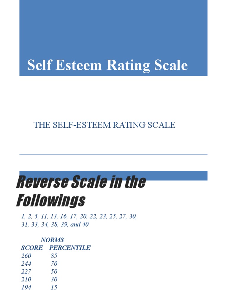 Test 1 Self Esteem Rating Scale | PDF | Psychological Concepts | Social ...