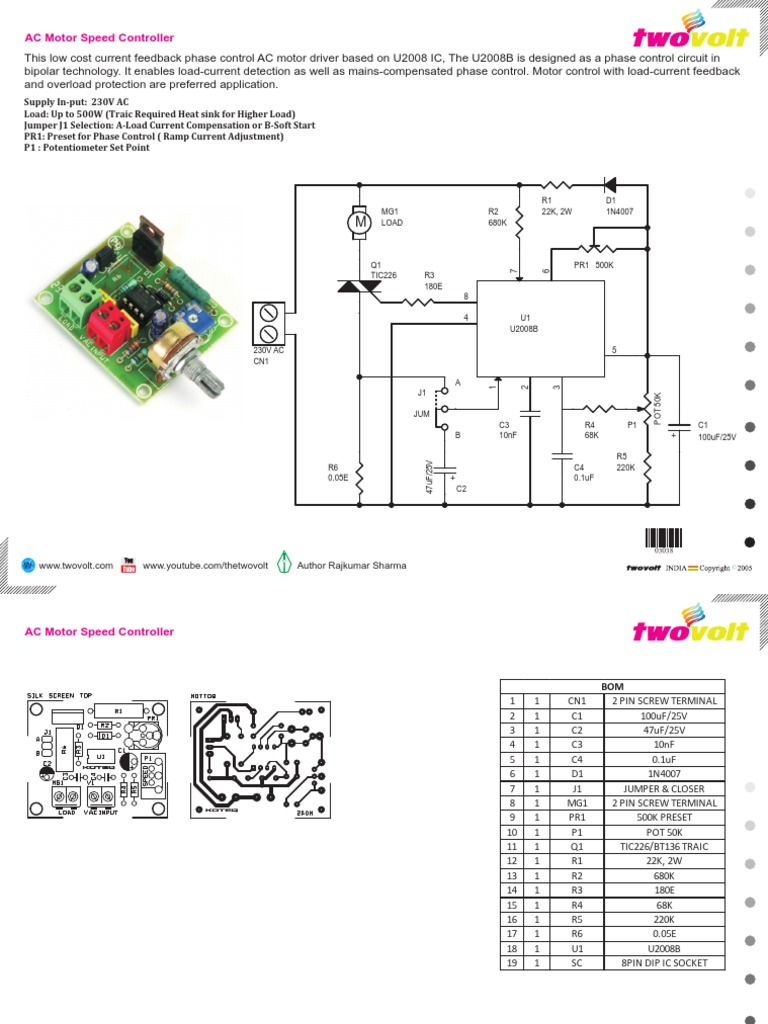 AC Motor Speed Controller U2008B PDF Electrical Engineering