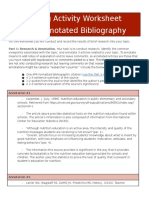 Writing Activity Worksheet Mini-Annotated Bibliography