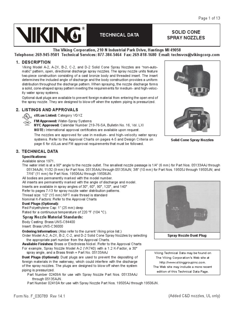 Viking Solid Cone Spray Nozzle | PDF | Corrosion | Nature