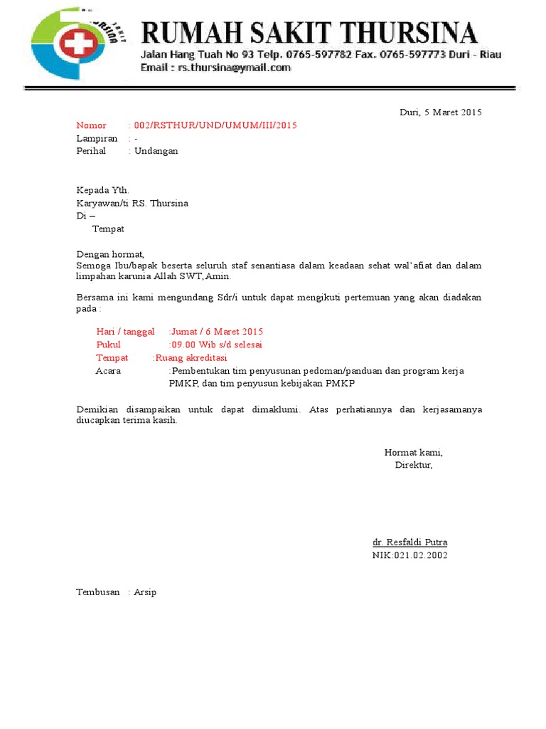 Surat Undangan Pembentukantim Pmkp