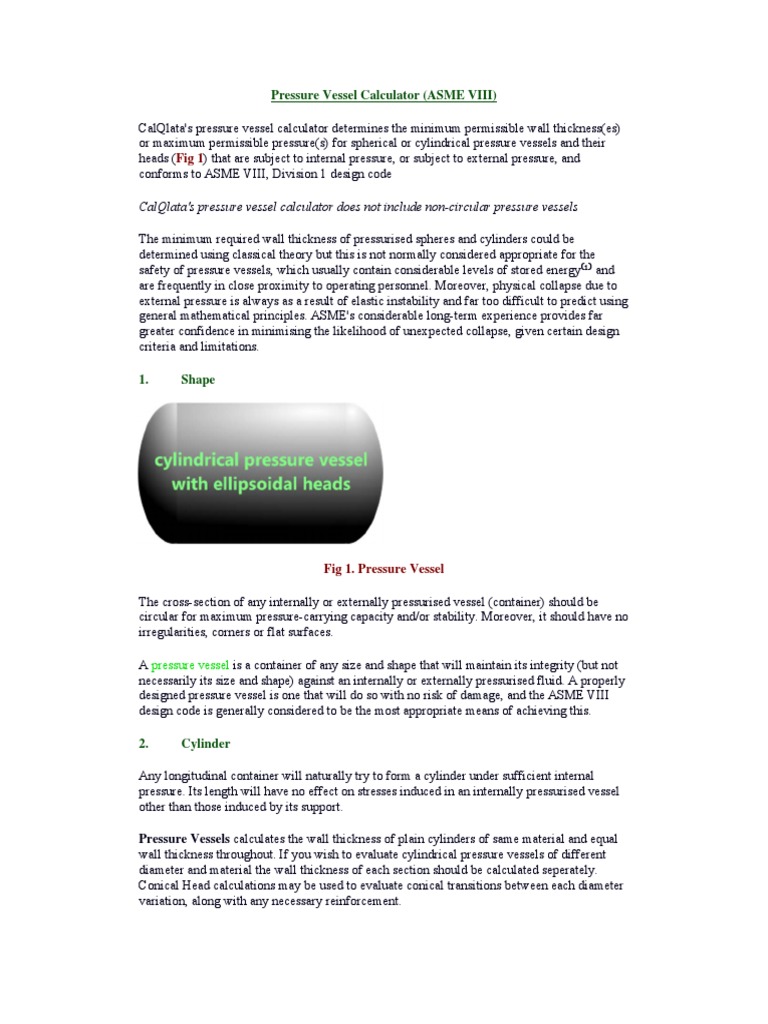 Pressure Vessel Calculator PDF Steel Stress (Mechanics)