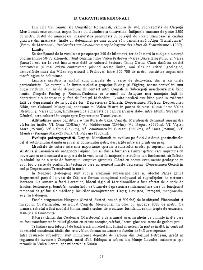 Carpatii Meridionali | PDF