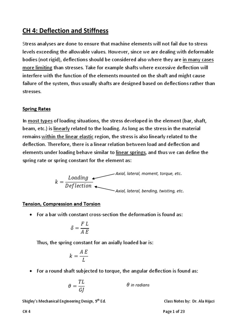 Deflection and Stiffness PDF | PDF | Buckling | Column