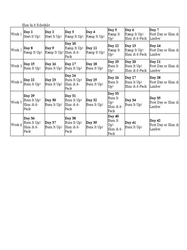 Slim In 6 Schedule Pdf
