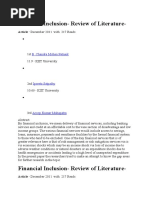 Financial Inclusion-Review of Literature-: Article December 2011 With 217 Reads