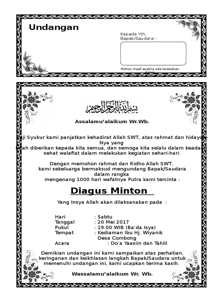 Undangan Tahlil