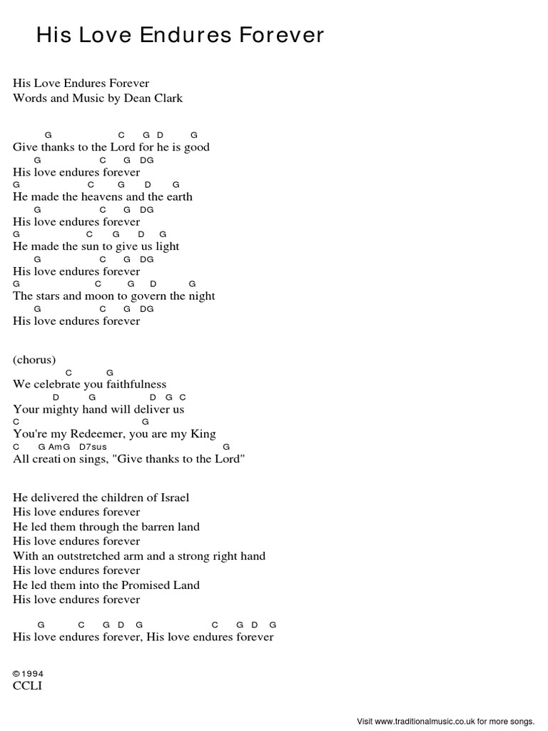His Love Endures ForeverChords PDF