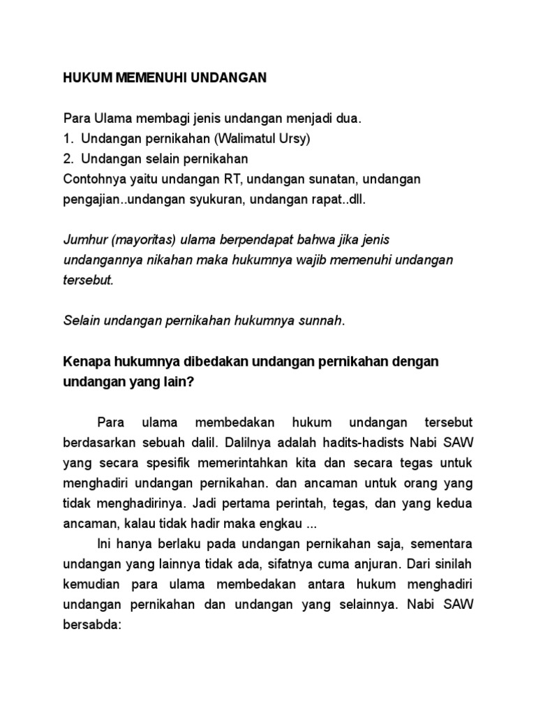 Hukum Memenuhi Undangan