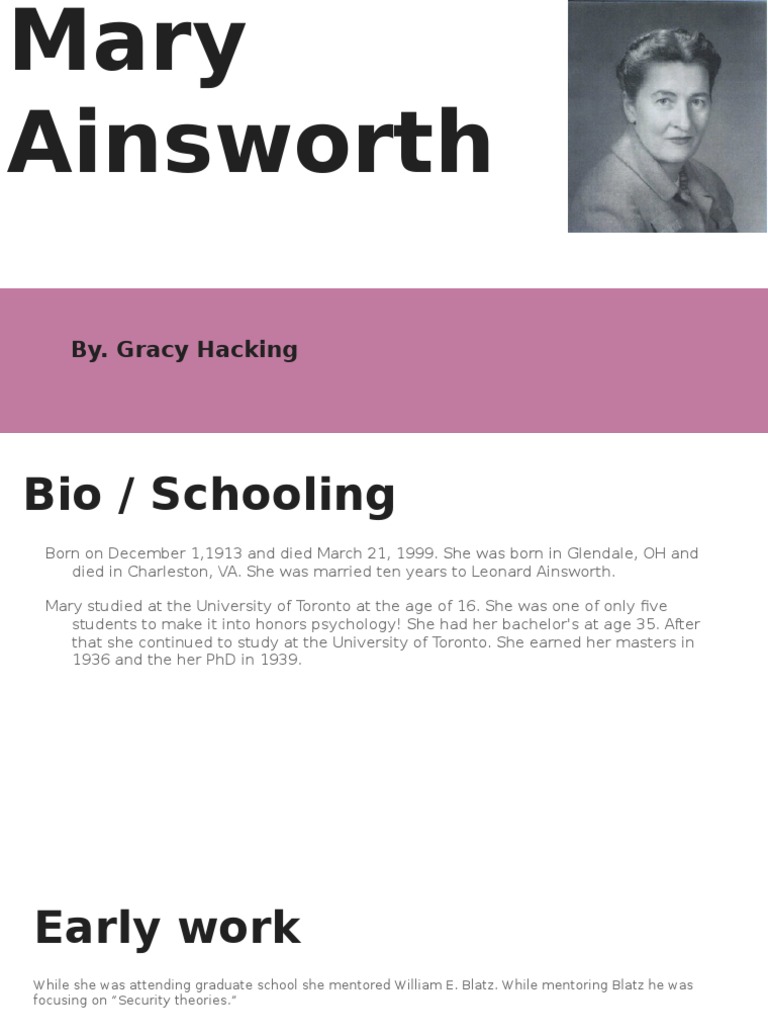 mary ainsworth Attachment Theory Behavioural Sciences