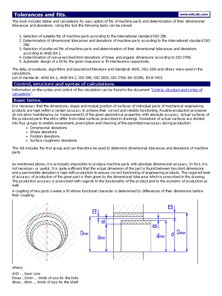 Tolerances and Fits | PDF | Engineering Tolerance | Applied And ...