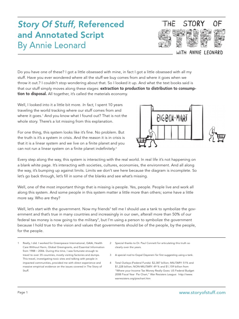 Annie Leonard Footnoted Script | PDF
