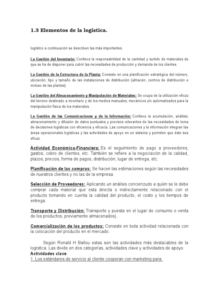 Elementos de La Logistica PDF Logística Distribución