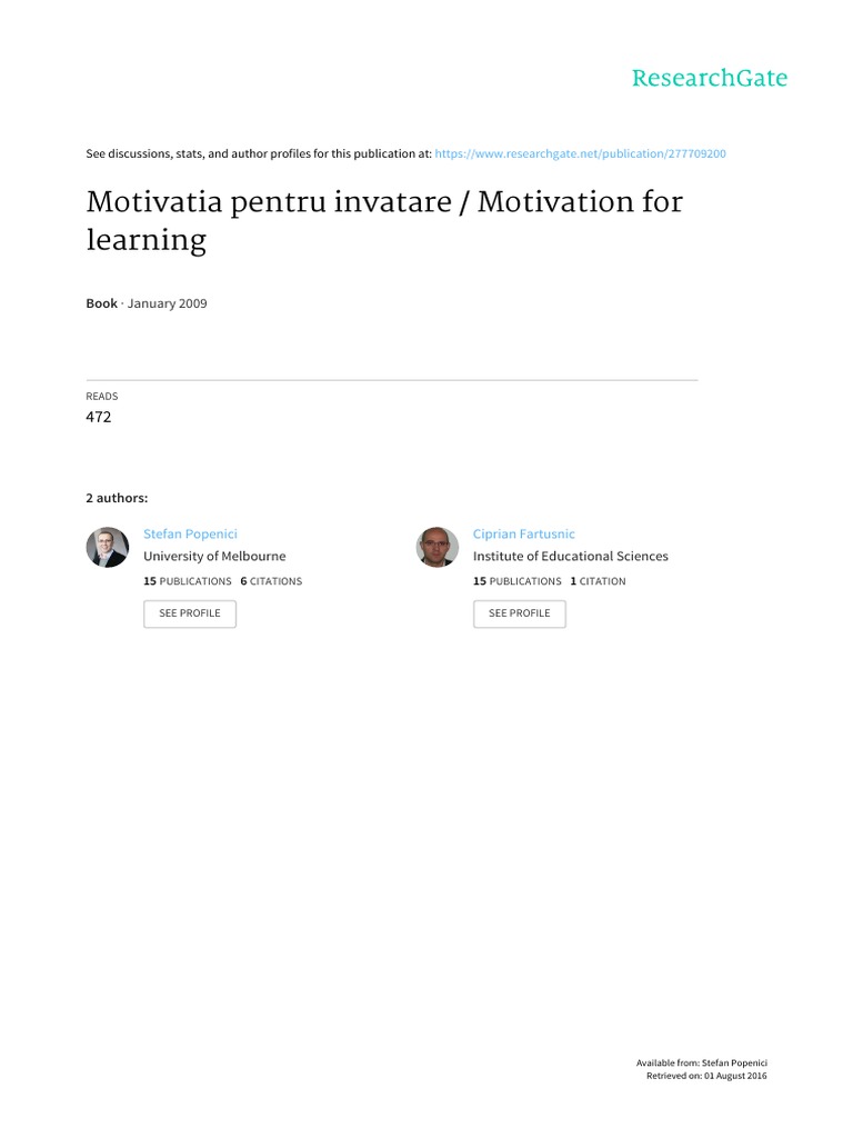 Motivation For Learning | PDF | Career & Growth