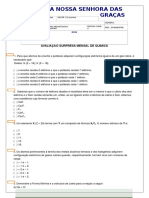 Avaliação surpresa mensal de química sobre configuração eletrônica de átomos