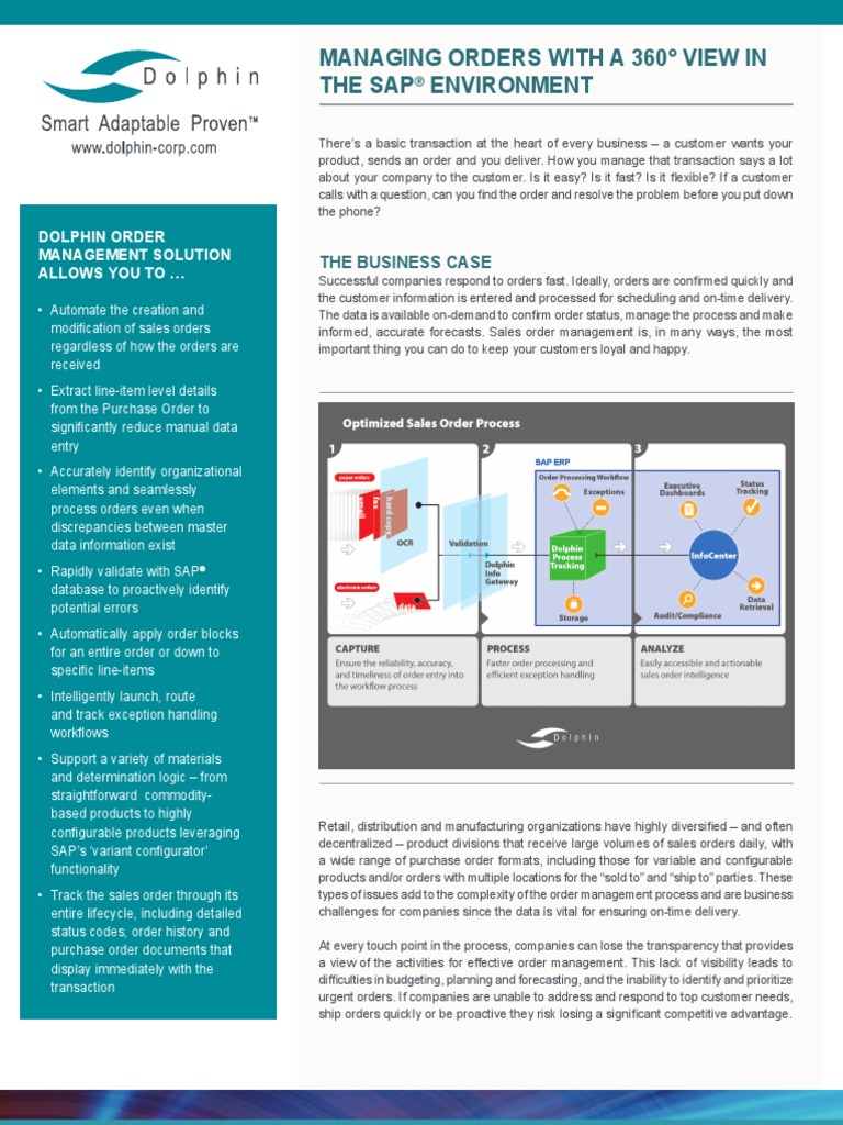 Dolphin Process Tracking For SAP Order Management | PDF | Business ...