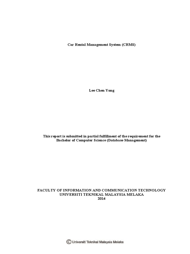 Car Rental Management System (CRMS) | PDF | Software Development ...