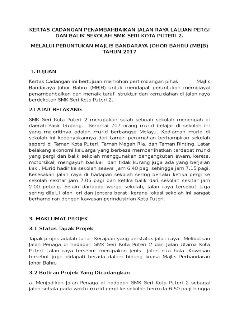 Contoh Surat Mohon Naik Taraf Jalan Dari Yb