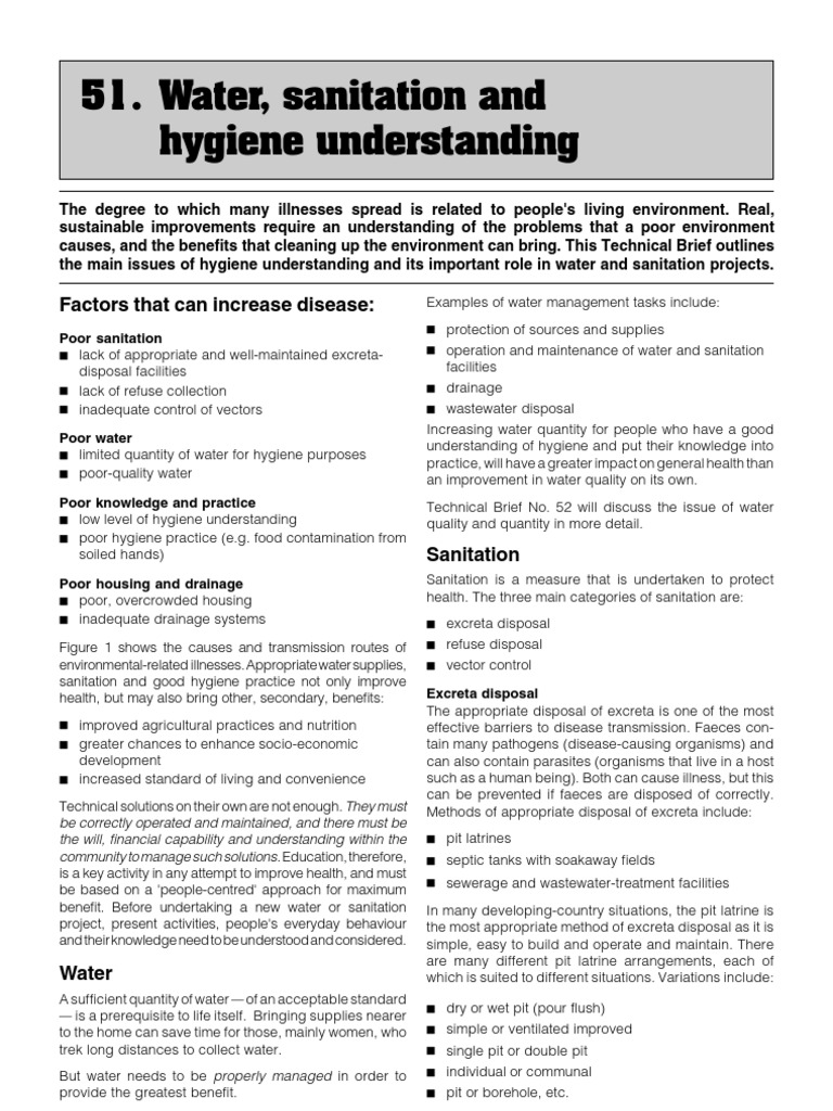 Water Sanitation and Hygiene Understanding Sanitation Hygiene