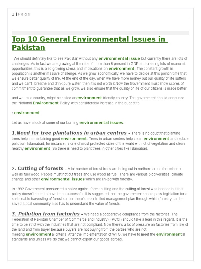 Top Environmental Issues in Pakistan | PDF | Air Pollution | Pollution
