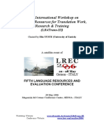 Third International Workshop On Language Resources For Translation Work, Research & Training