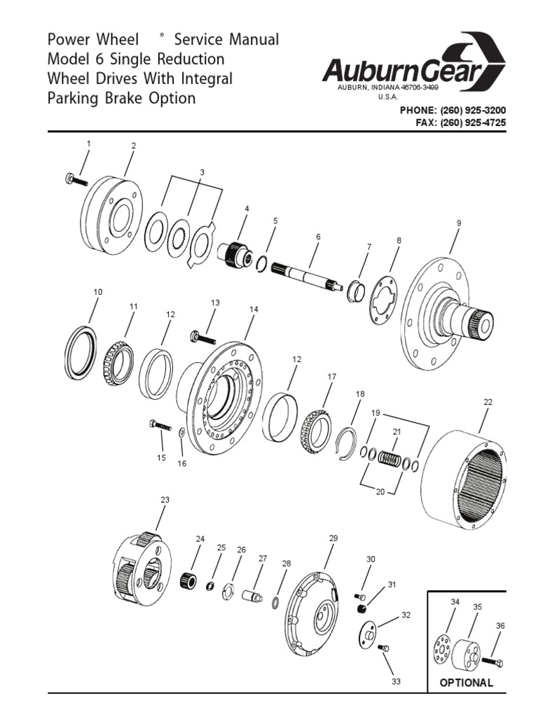 Auburn Single Reduction Wheel Drives With Integral Parking Brake Option