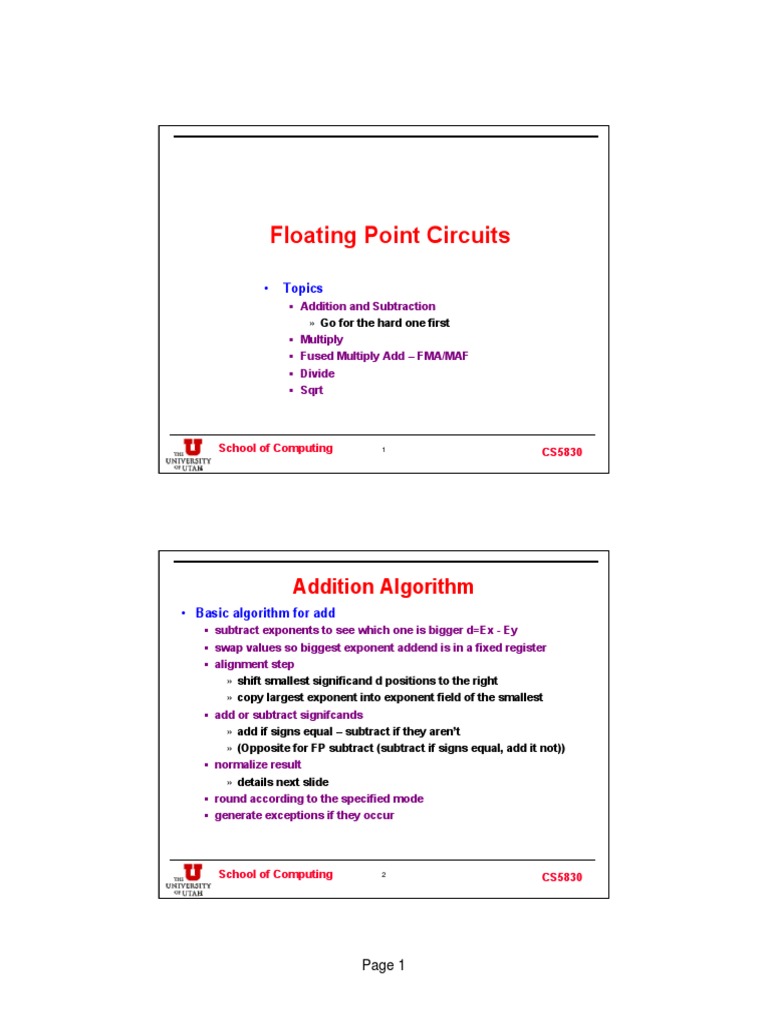 Floating Point Addition Circuit Design | PDF | Rounding | Parallel ...