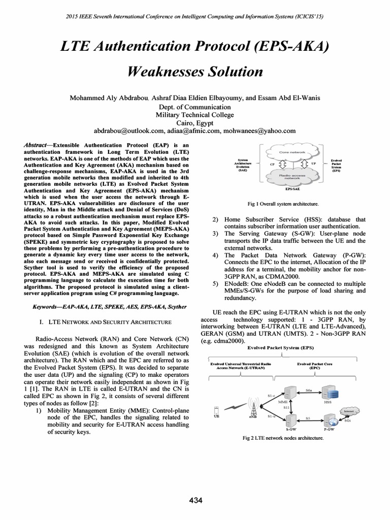Enhancing EPS-AKA for LTE Security | PDF | Networks | Computer Network