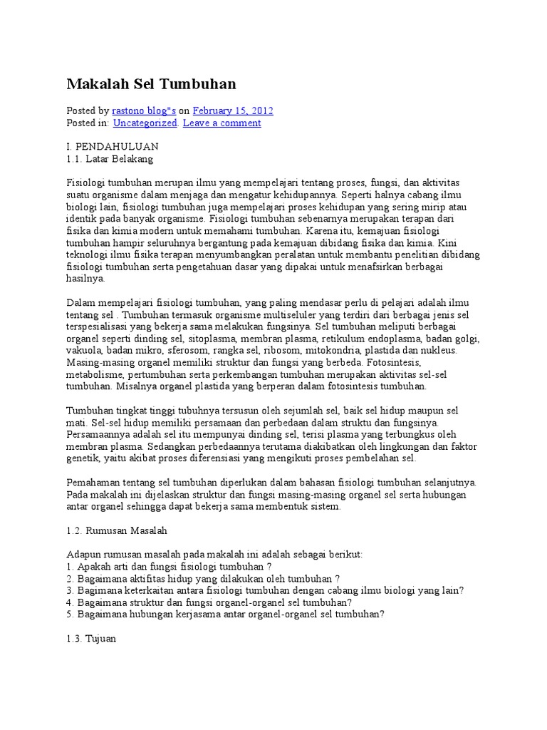 Makalah Sel Tumbuhan