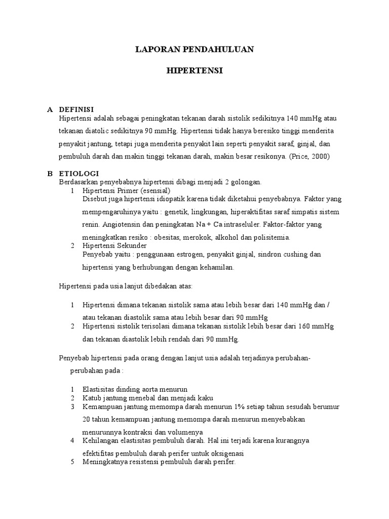 LAPORAN PENDAHULUAN HIPERTENSI