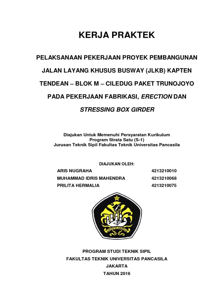 Contoh Laporan Kerja Praktek Teknik Sipil Jalan Temukan