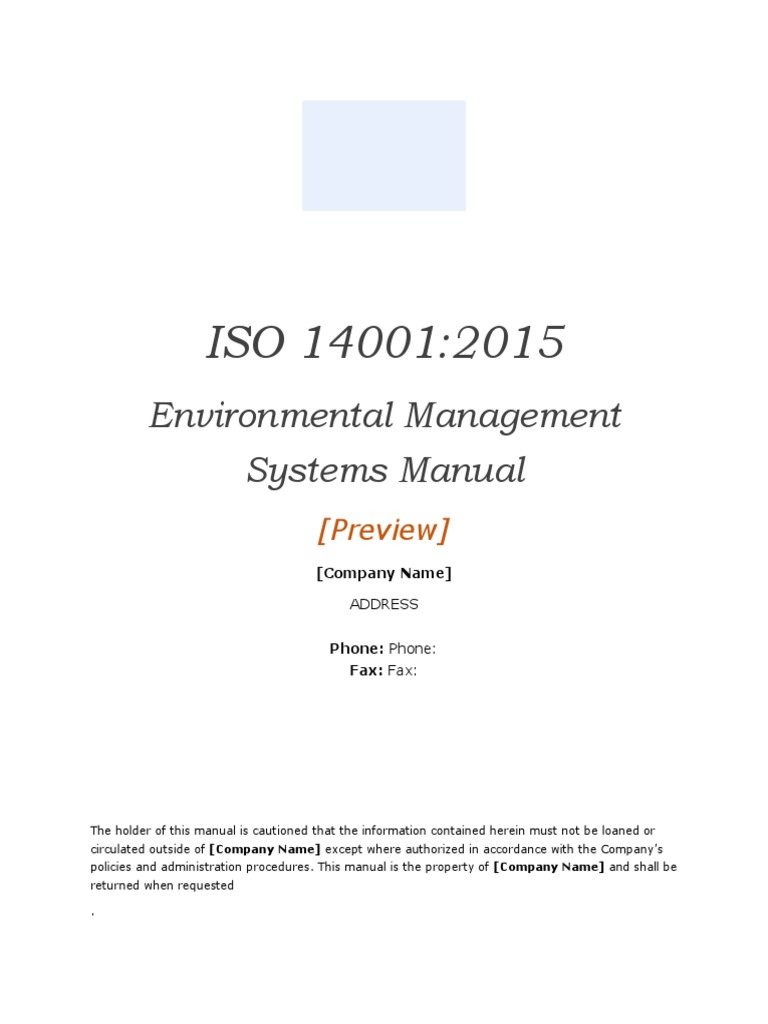 ISO 14001:2015 Environmental Management System manual template preview ISO 14001:2015 Environmental Management System manual template preview