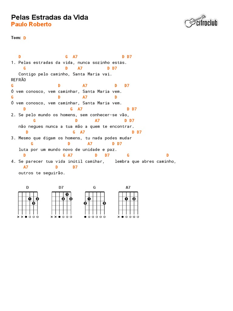 Letra Da Musica Pela Longa Estrada Da Vida