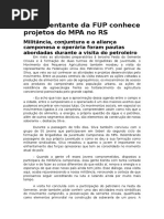 Representante Da FUP Conhece Projetos Do MPA No RS