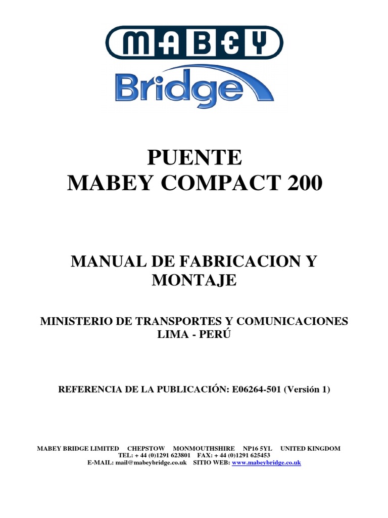 Manual de fabricación y montaje del puente Mabey Compact 200 | PDF ...
