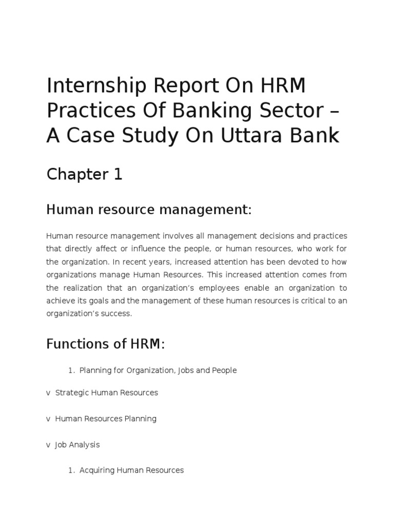 HRM Practices in Banking Sector Internship | PDF | National Labor ...