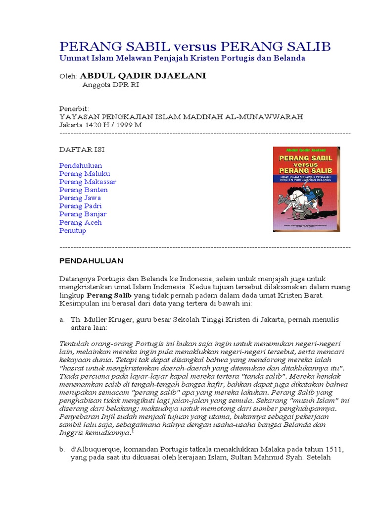 Abdul Qadir Djaelani - Perang Sabil Vs Perang Salib PDF | PDF