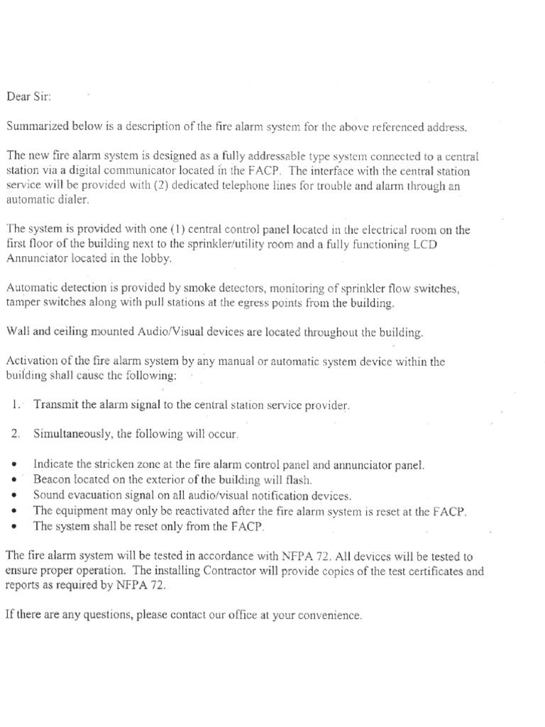 Fire Alarm Narrative PDF