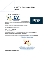 How To Write A CV or Curriculum Vitae