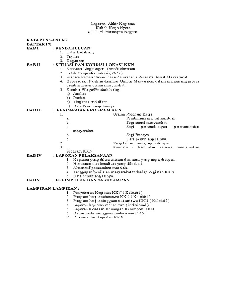Contoh Laporan Kegiatan Doc