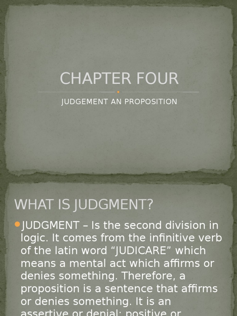 Logical Analysis of Propositions An Examination of Judgment